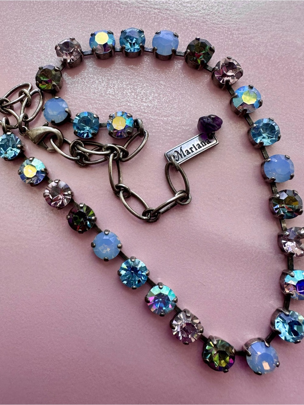 Mariana Blue & Multicolor Swarovski Crystal Tennis Necklace by Mariana